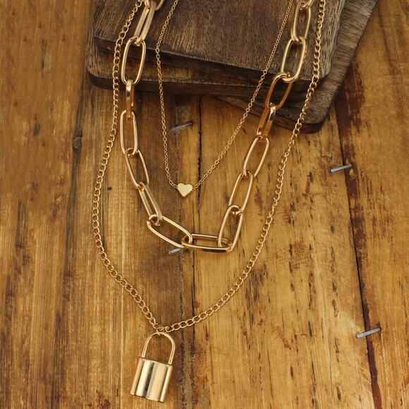 Locked in Love Gold Layer Necklace - Picture 2 of 2